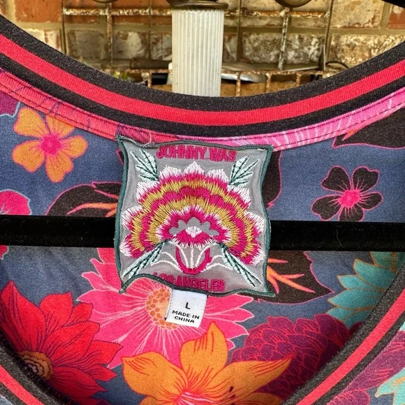 Johnny Was Multicolor Floral Short Sleeve Tee - Picture 2 of 3